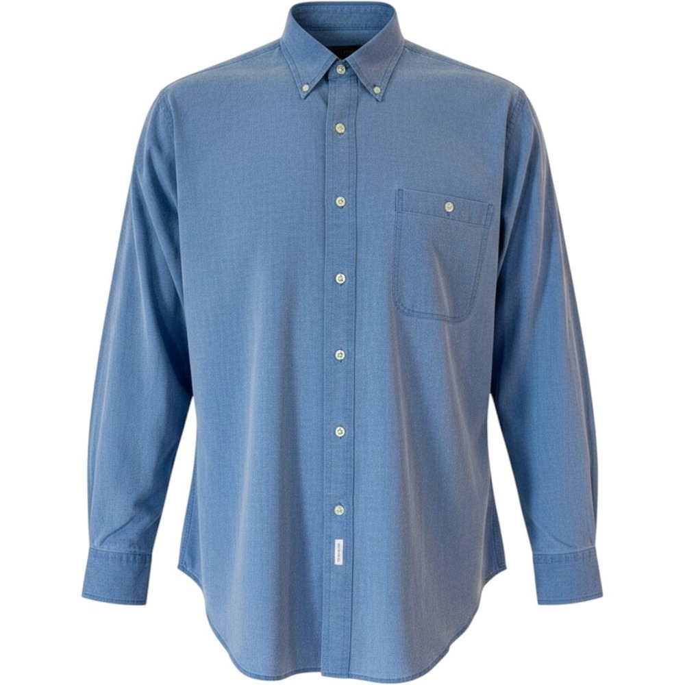 Chaps Ralph Lauren Mens Blue Cotton Chambray Button Down Shirt 16 34-35 L